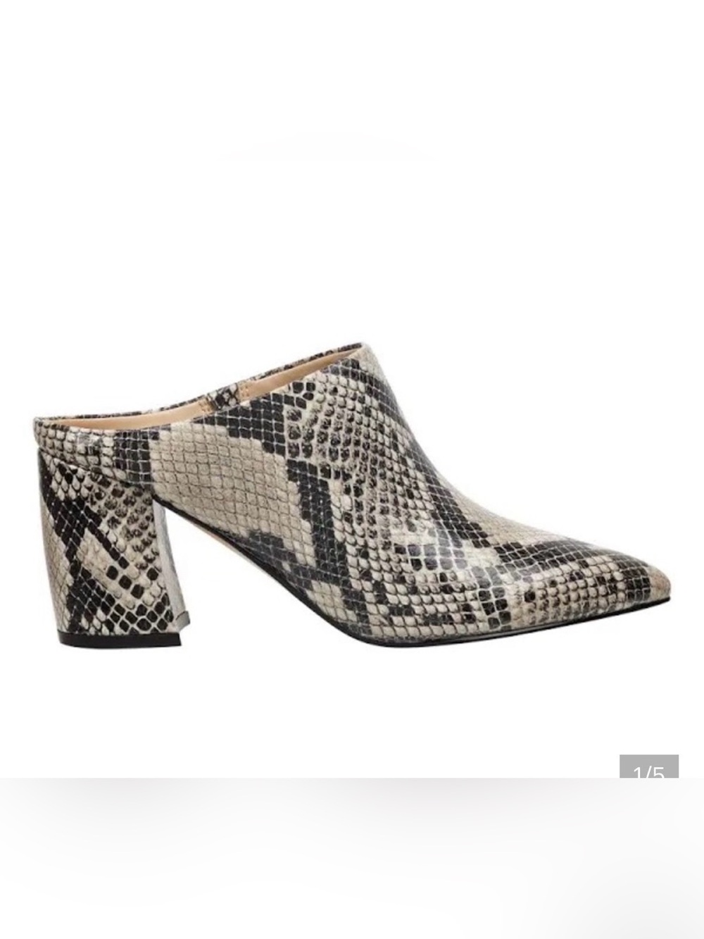 Marc Fisher Snakeskin Print Pointed Toe Mules Block Heel Sz 7.5M